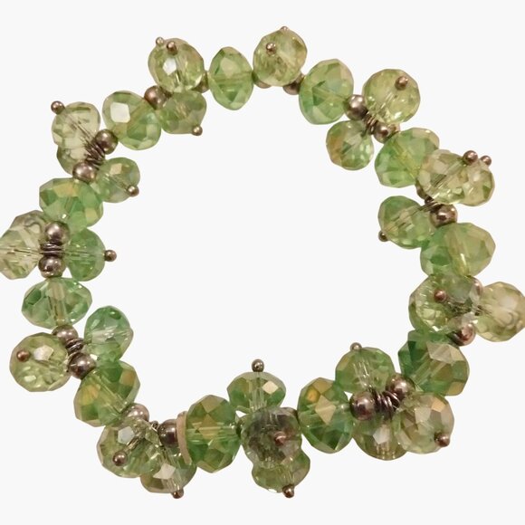 Green Crystal Bracelet 6 inch Stretch - Picture 2 of 3
